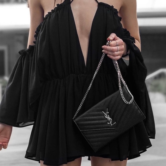 sold-YSL monogram crossbody black and silver in size large - Picture 3 of 13